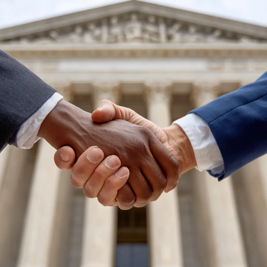 Professional handshake representing law enforcement partnerships and collaboration with North Carolina private investigators