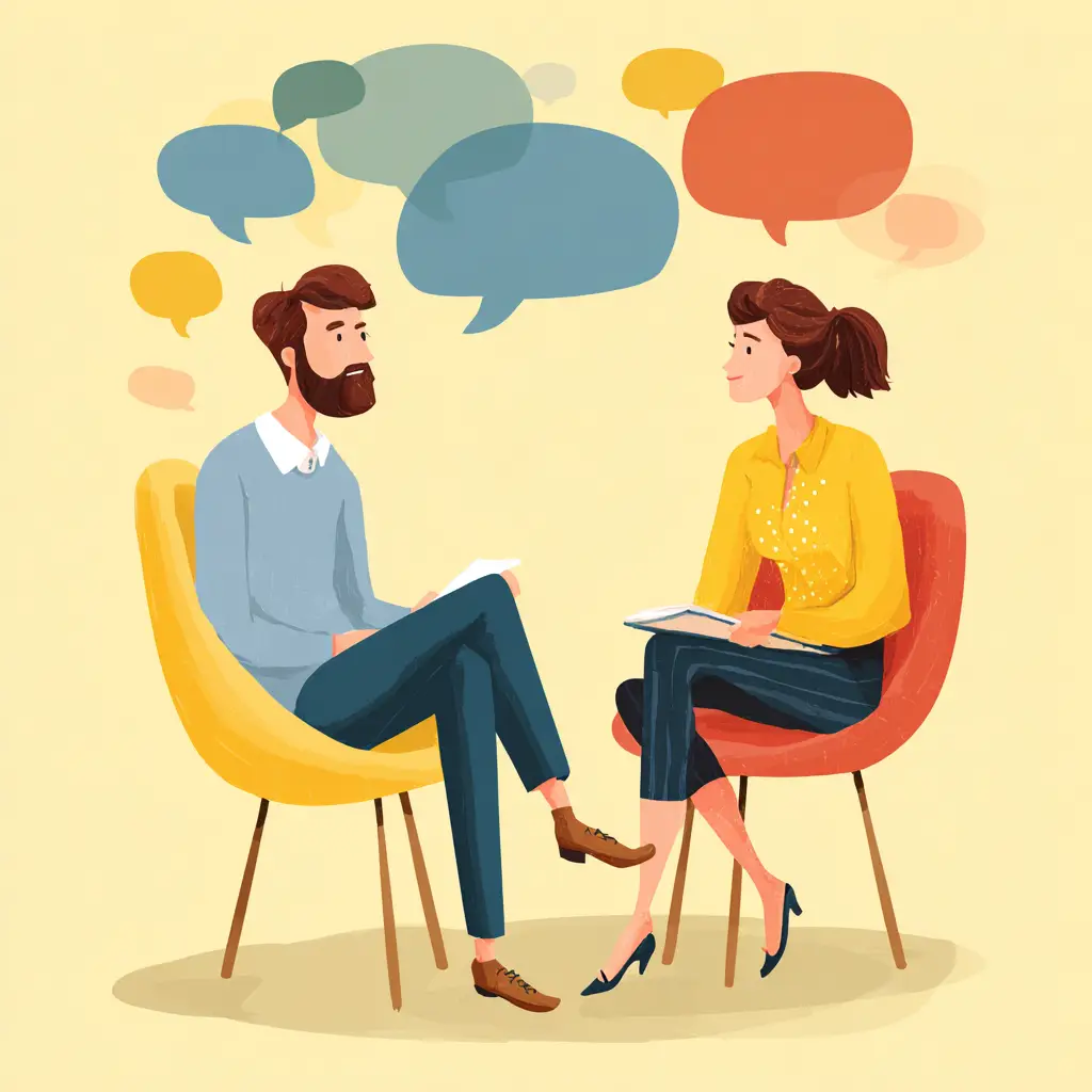 Professional consultation between investigator and client discussing background check services