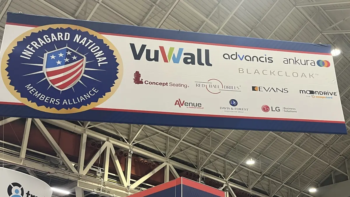 InfraGard sponsor banner showing member company logos including Davis & Forest