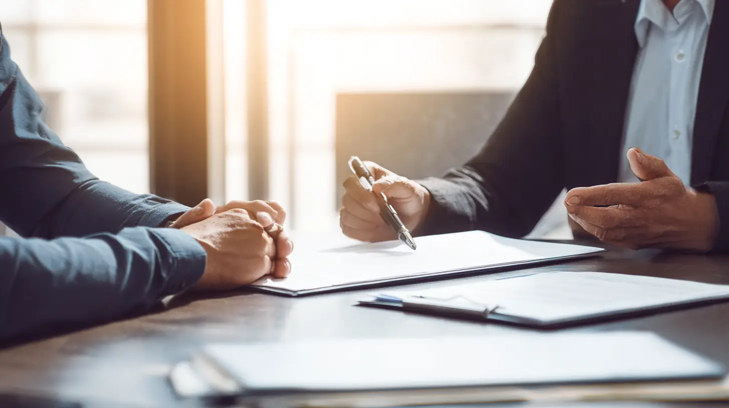 Professional investigator explaining background check results to client during consultation meeting