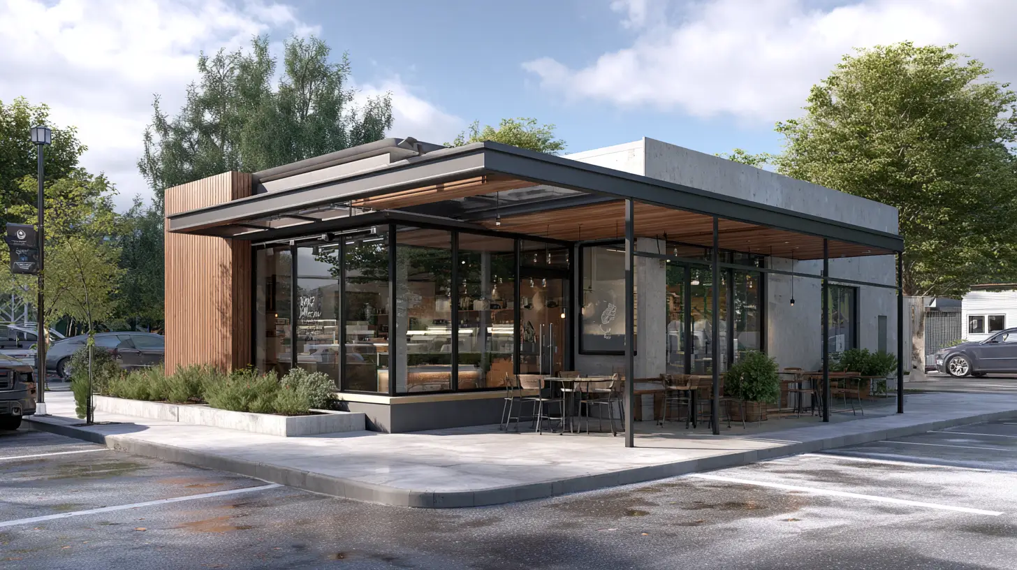 Coffee shop with parking lot for safe public meetings