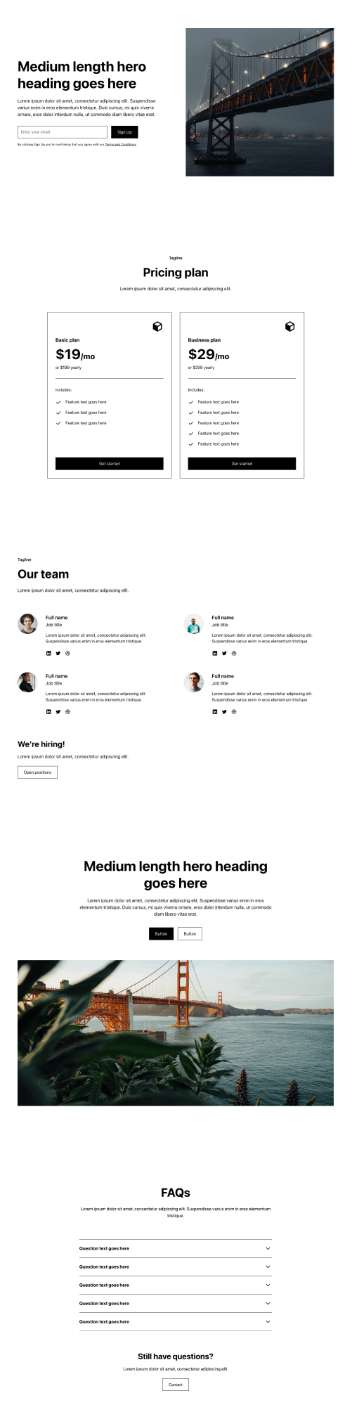 Website wireframe design example