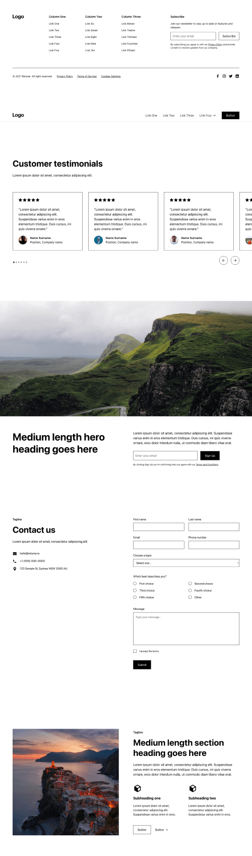 Website page layout design example