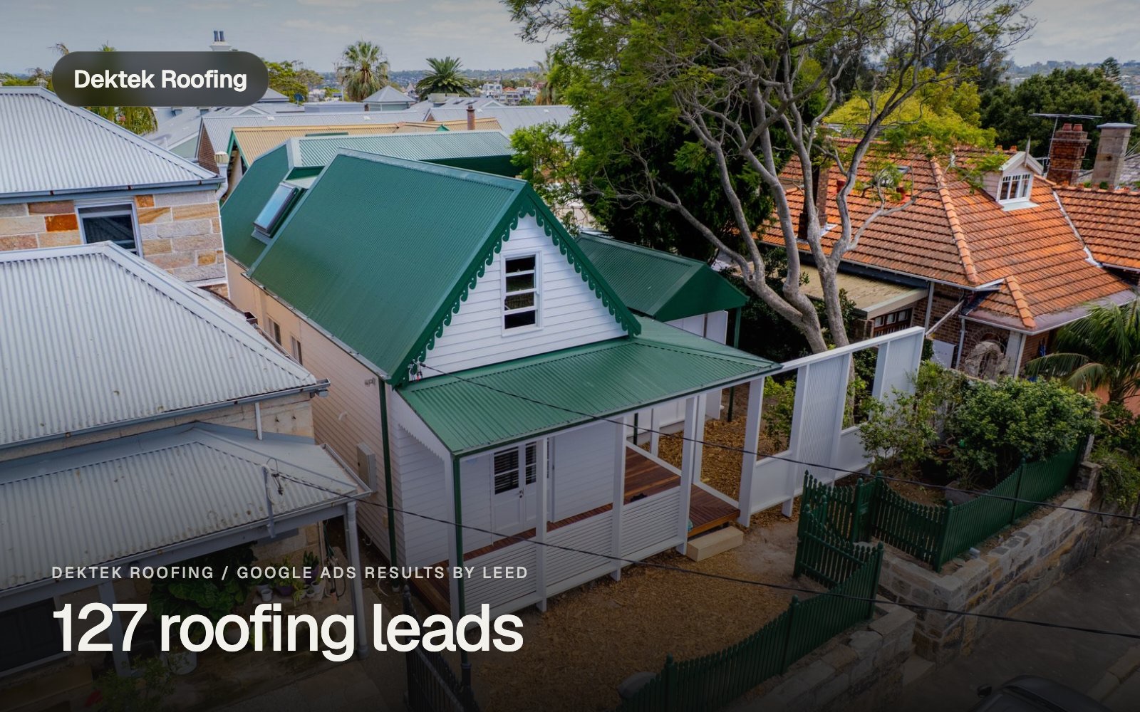 Dektek Roofing Google Ads results by Leed Agency