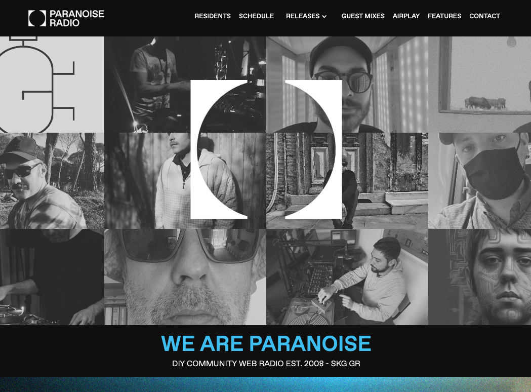 Screenshot from paranoise.com homepage