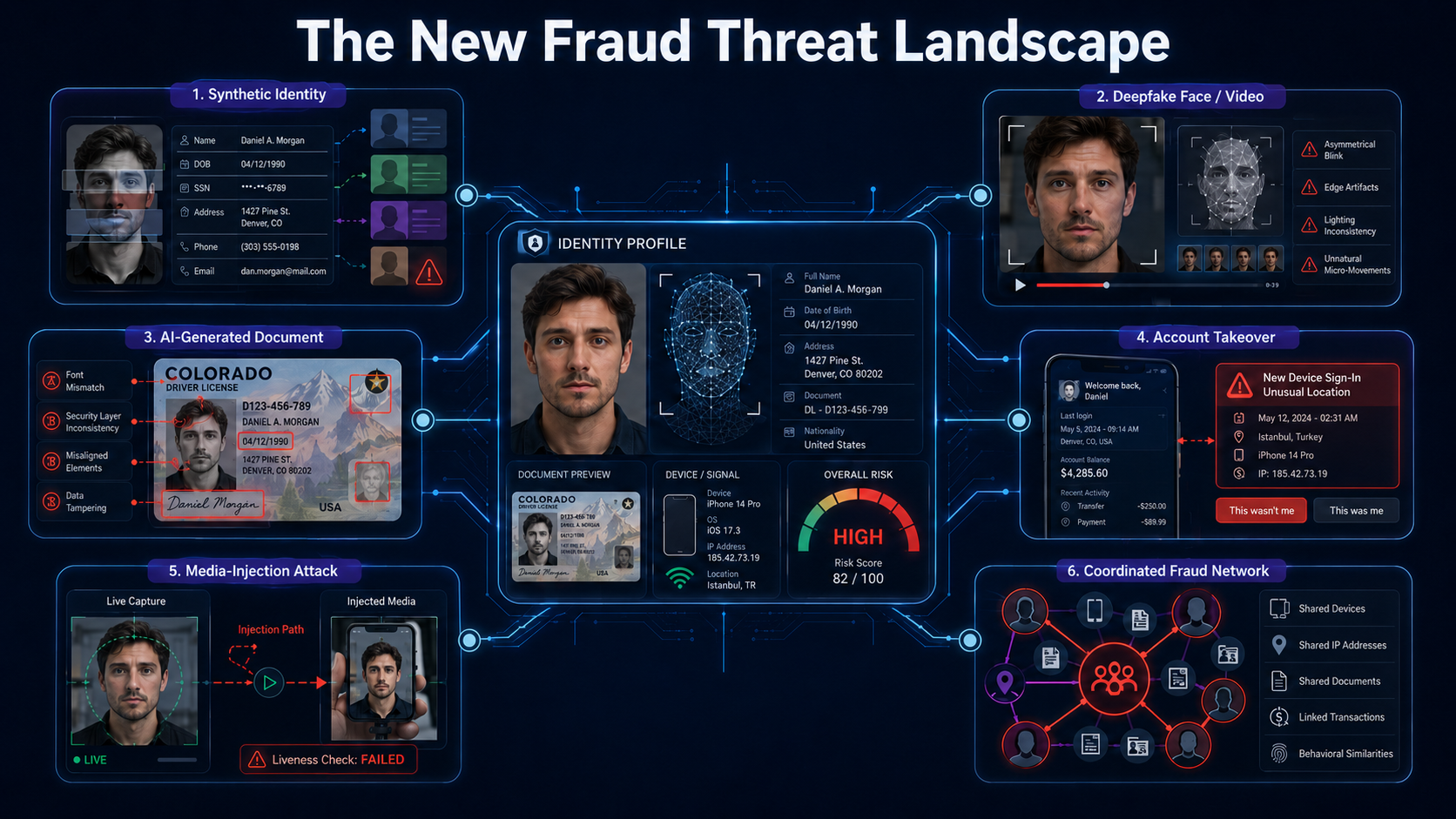 A model showing the new fraud threat landscape diagram, taken forward by Bynn.