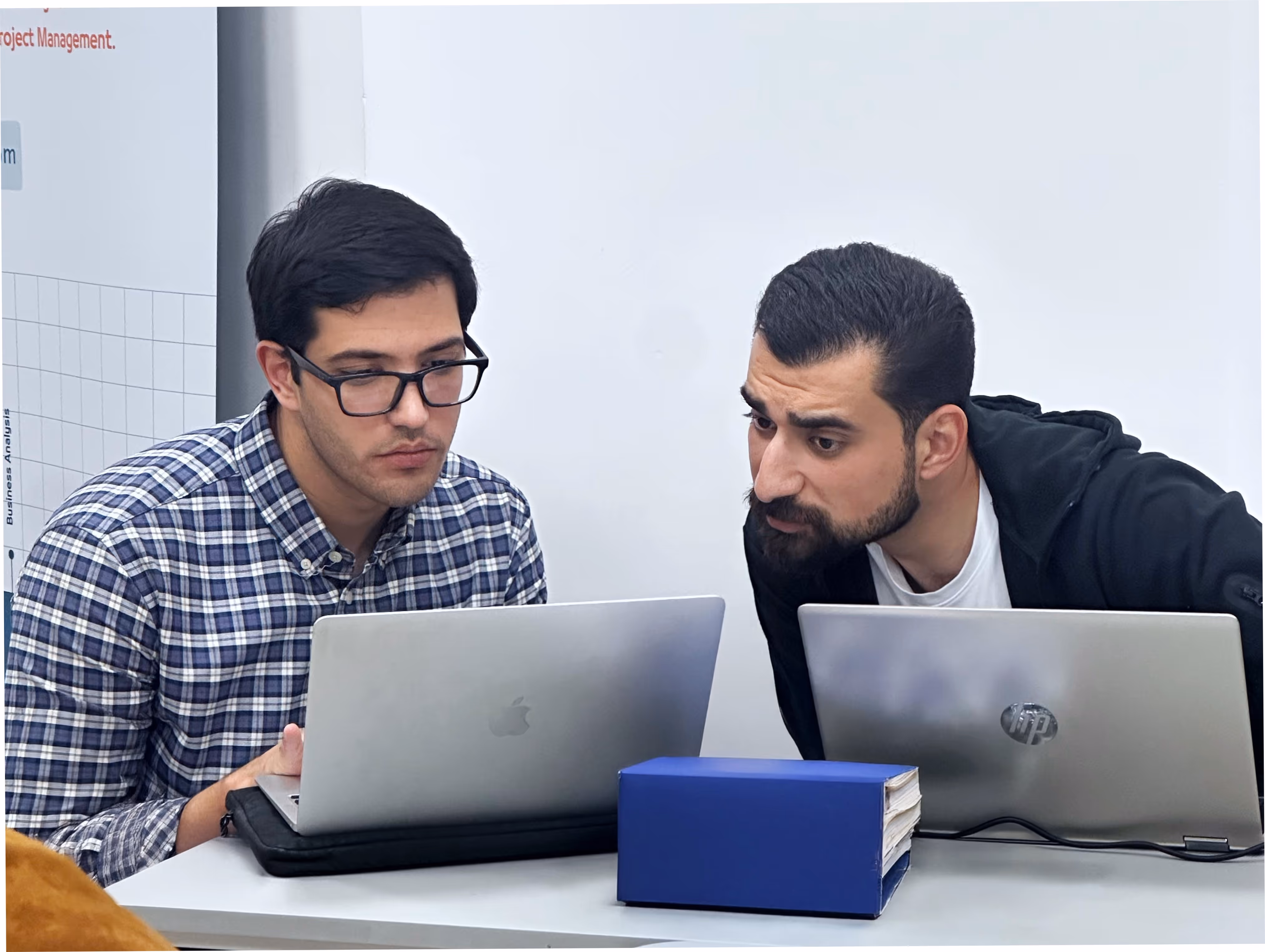 Two participants during discussion group home works