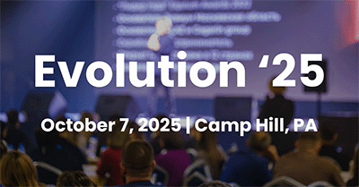 Evolution ’25 Conference in Camp Hill, PA with keynote speakers Jon Acuff and Sarita Maybin | Kissinger Associates sponsor