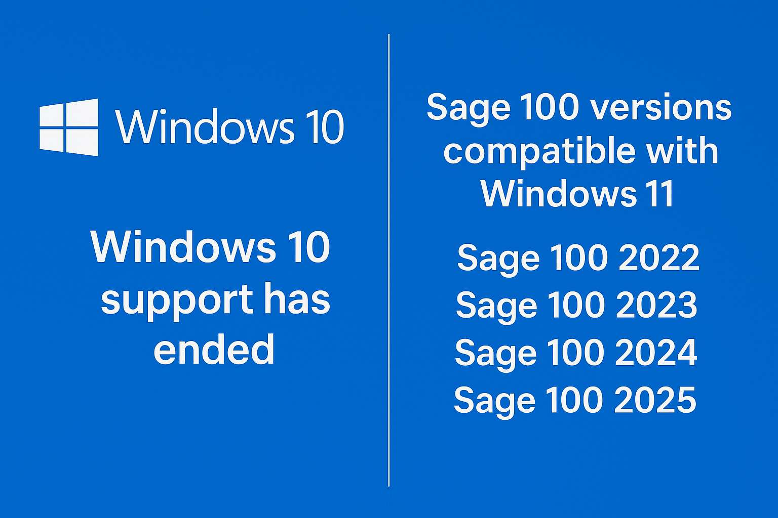 Sage 100 versions compatible with Windows 11