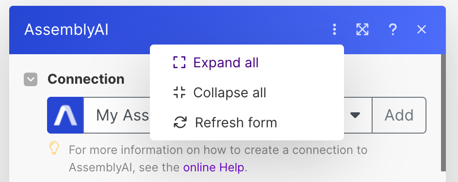 Collapse all parameters from Make module