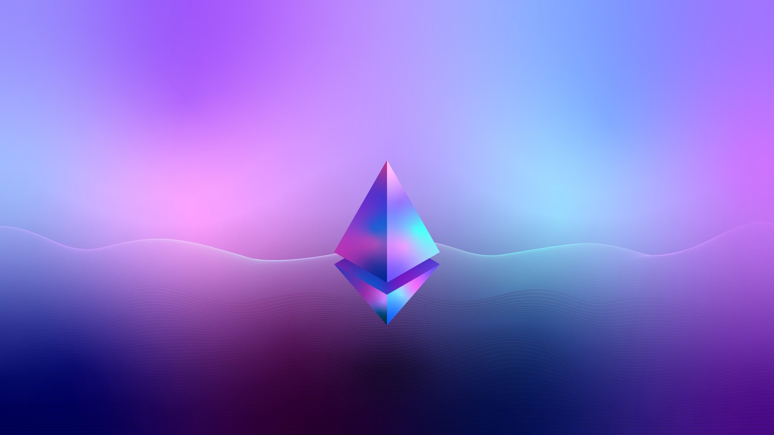 ethereum logo on purple and blue bg