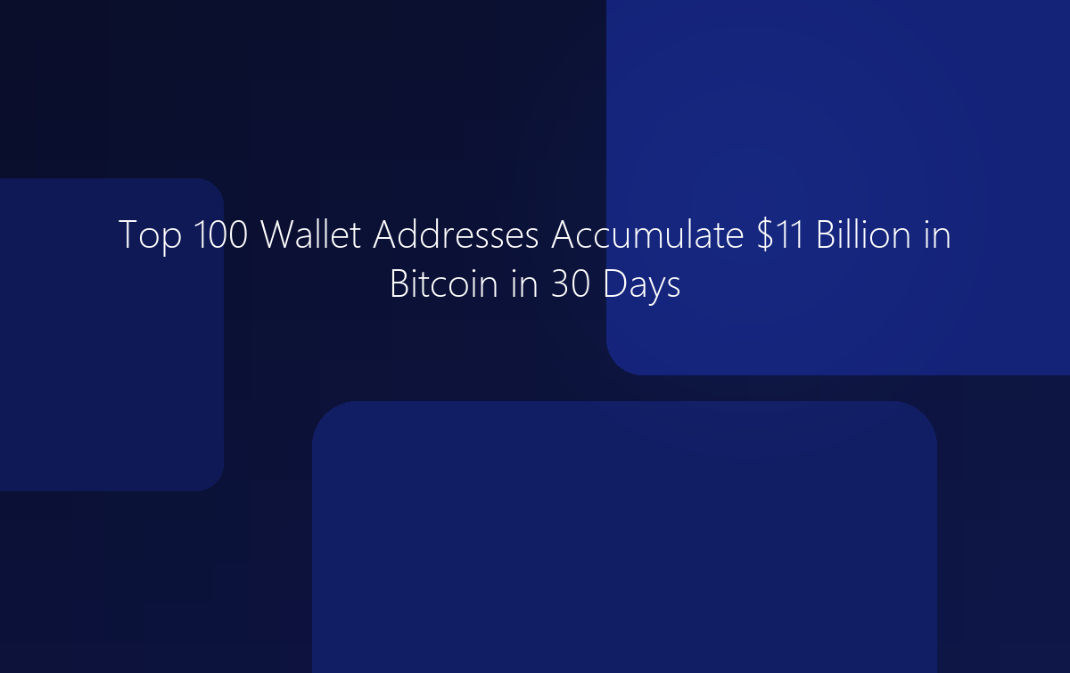 Top 100 Wallets Accumulate $11 Billion in Bitcoin in 30 Days