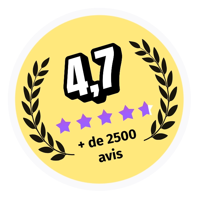 Note de 4,7 sur 5 sur les stores, avec plus de 650 avis