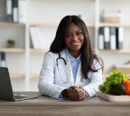 Pharmacist handing medication to customer. Retail pharmacy, pharmacy integration, food as medicine