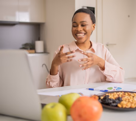 Patient engaging with online nutrition tools. Nutrition platform, digital solution