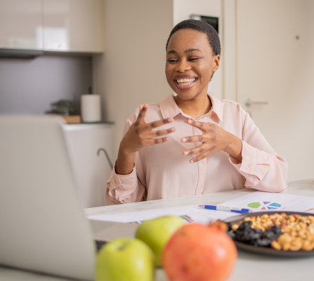 Patient engaging with online nutrition tools. Nutrition platform, digital solution