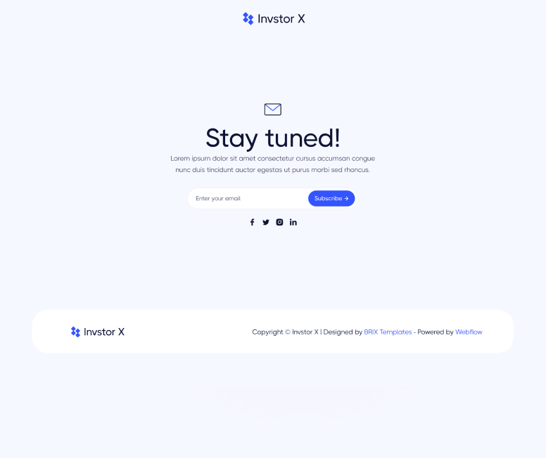 Invstor X - Coming Soon Main Page - Investment Firm Webflow Template