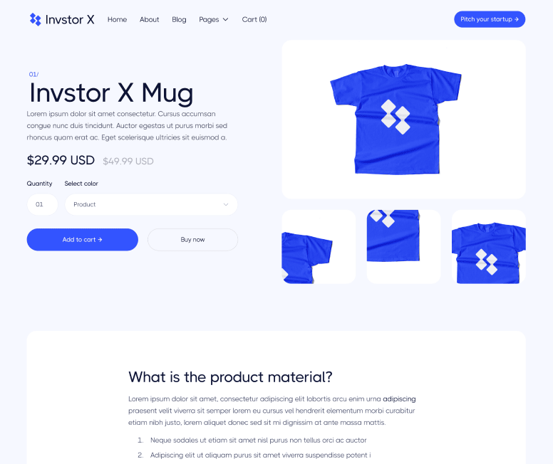 Invstor X - Shop Single Main Page - Investment Firm Webflow Template
