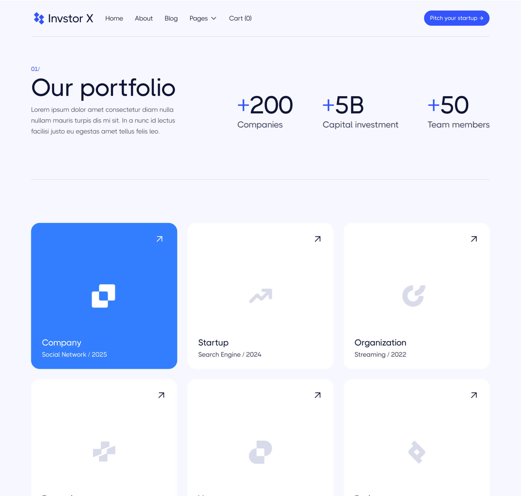 Invstor X - Portfolio V1 Page - Investment Firm Webflow Template