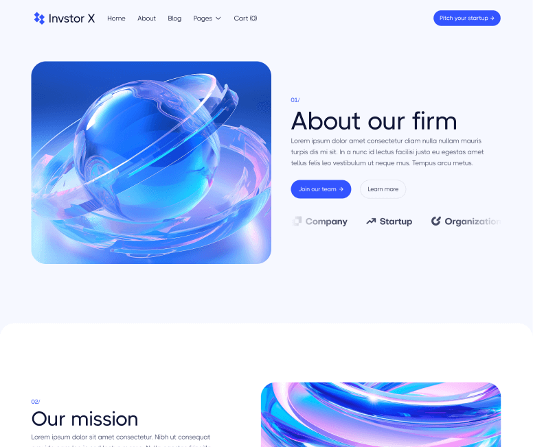 Invstor X - About Page - Investment Firm Webflow Template