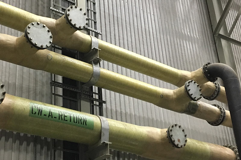 Leaking GRP Cold Water pipeline to be repair with UPS Composite Wrapping