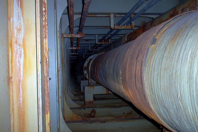 Section of badly worn ballast pipe wrapped with UPS Composite Wrapping