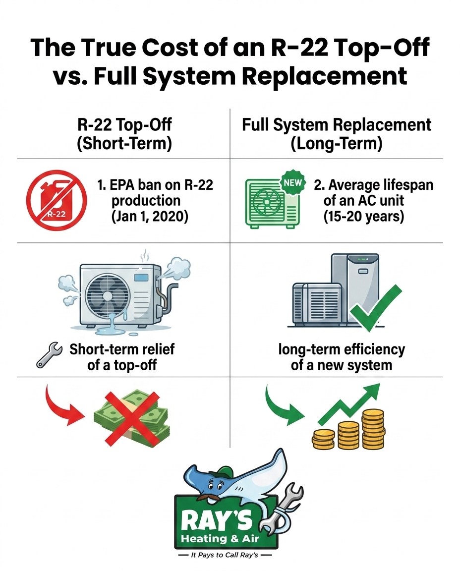The True Cost of an R-22 Top-Off vs. Full System Replacement