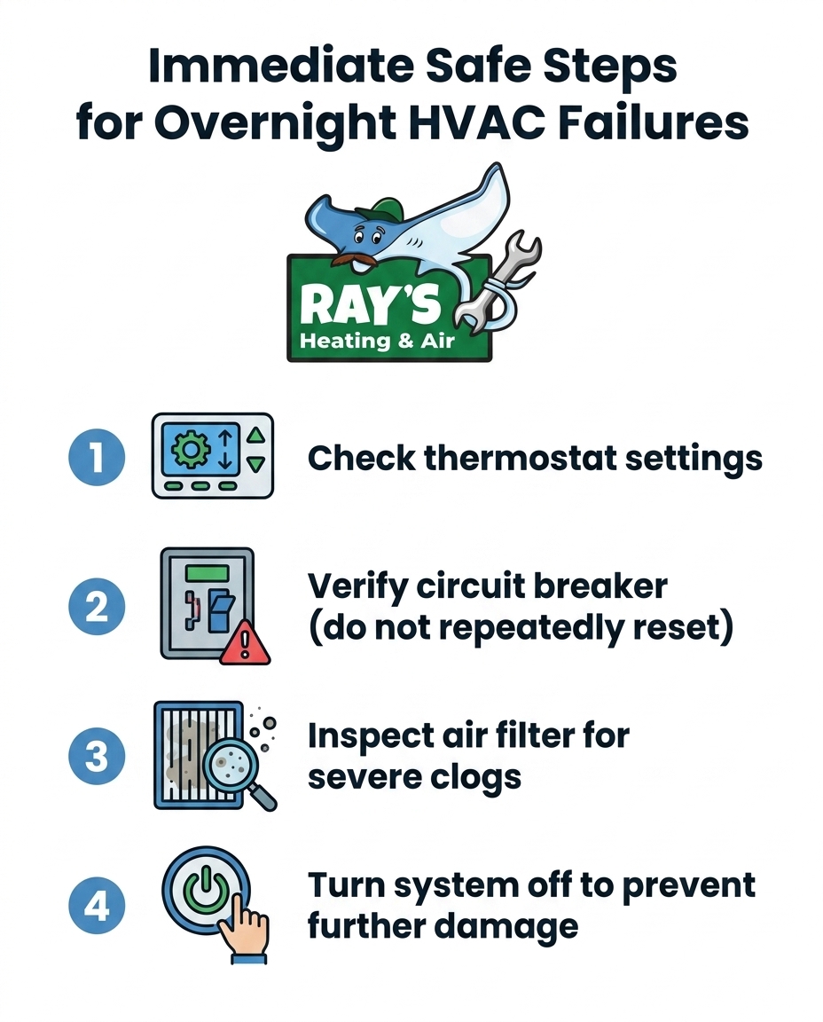Immediate Safe Steps for Overnight HVAC Failures