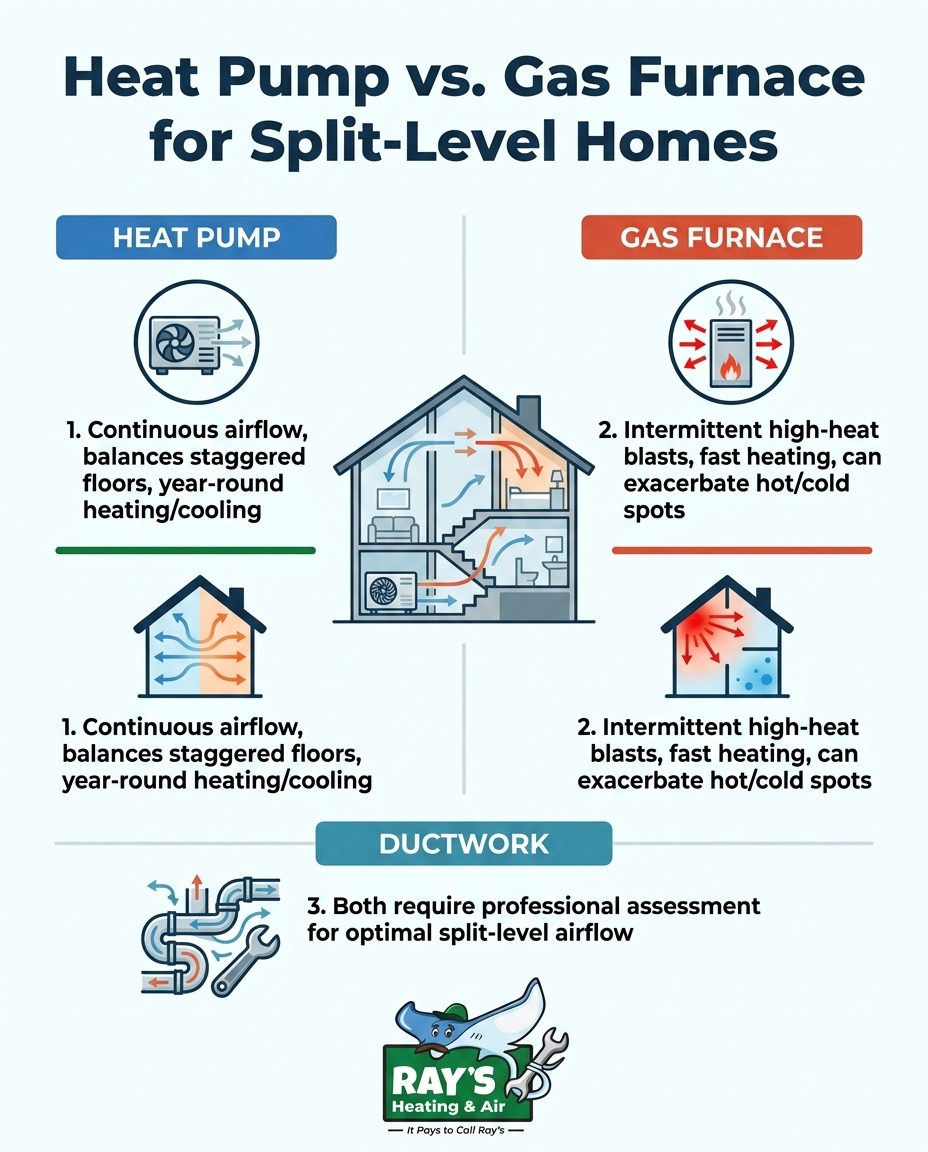 Heat Pump vs. Gas Furnace for Split-Level Homes