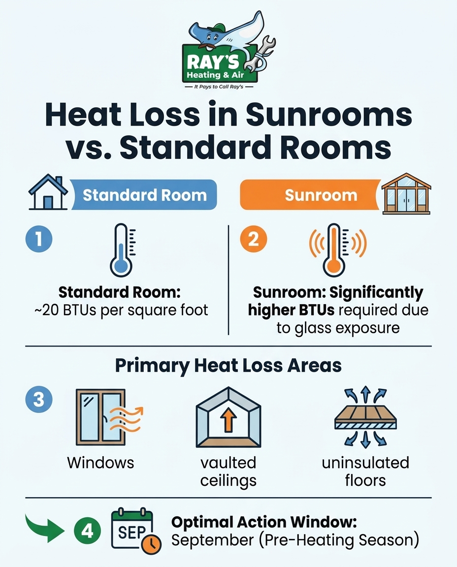 Heat Loss in Sunrooms vs. Standard Rooms