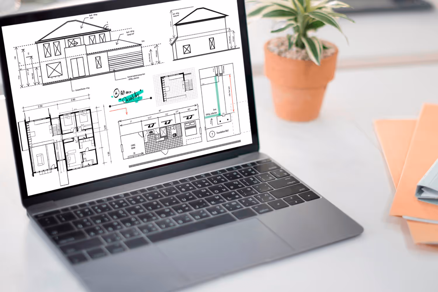 Laptop auf dem eine Immobilien Website geöffnet ist