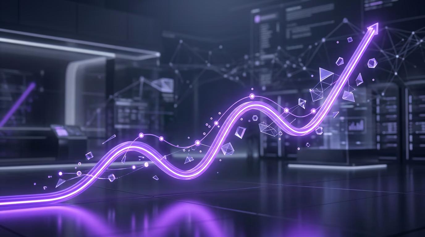 Ein positiv verlaufender 3d animierter Graph