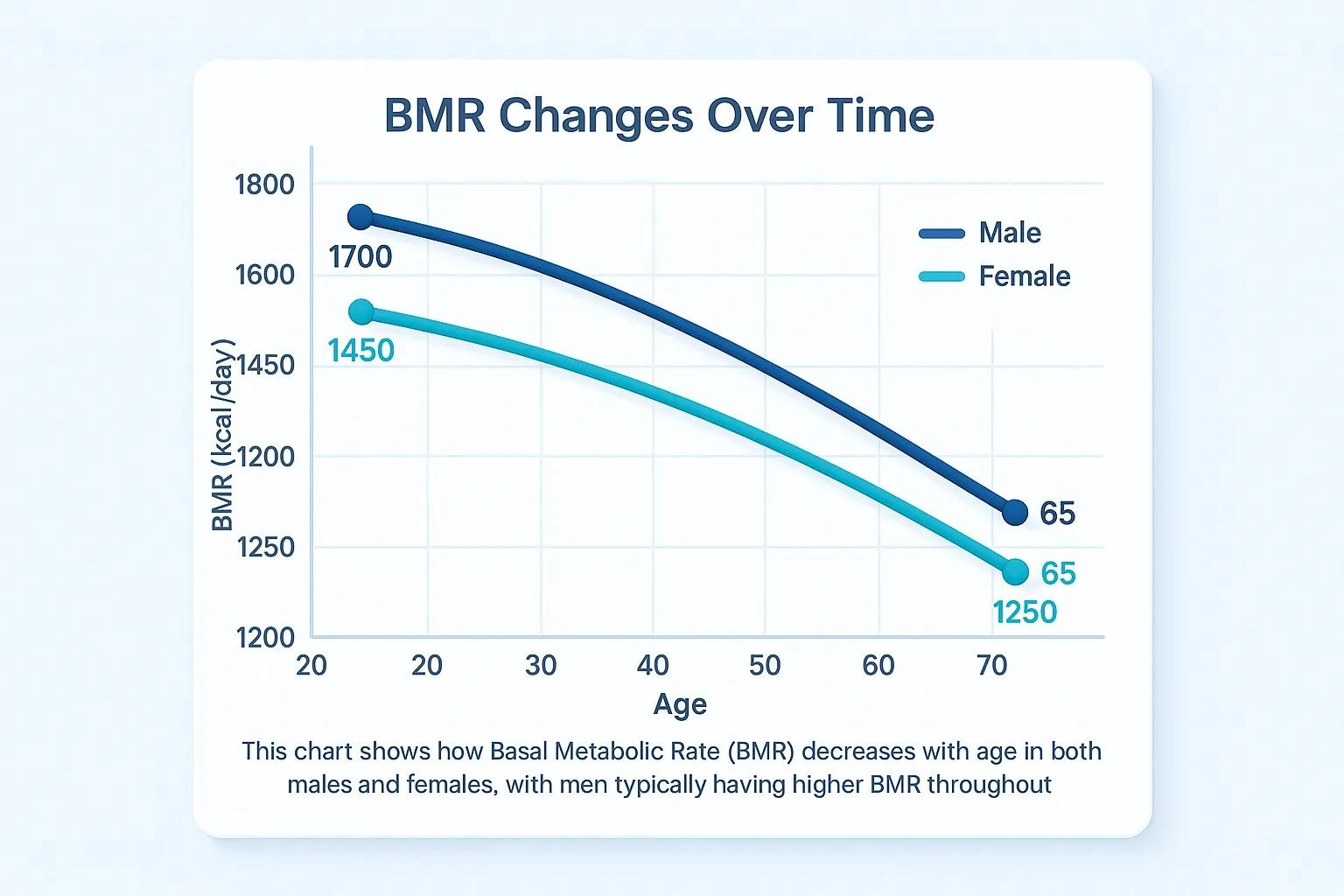 Variazione del metabolismo basale con l'età.