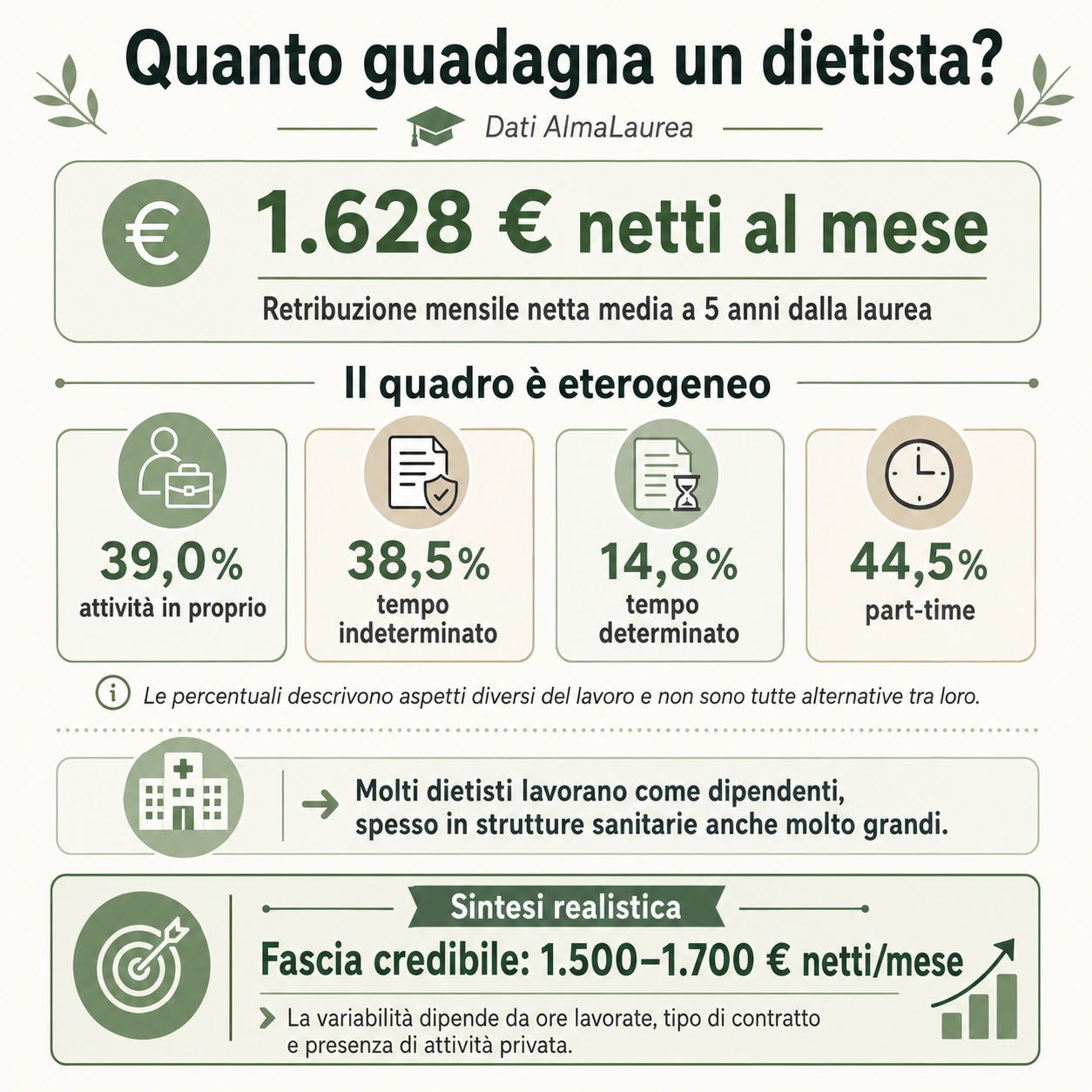 Guadagno medio dietista in Italia