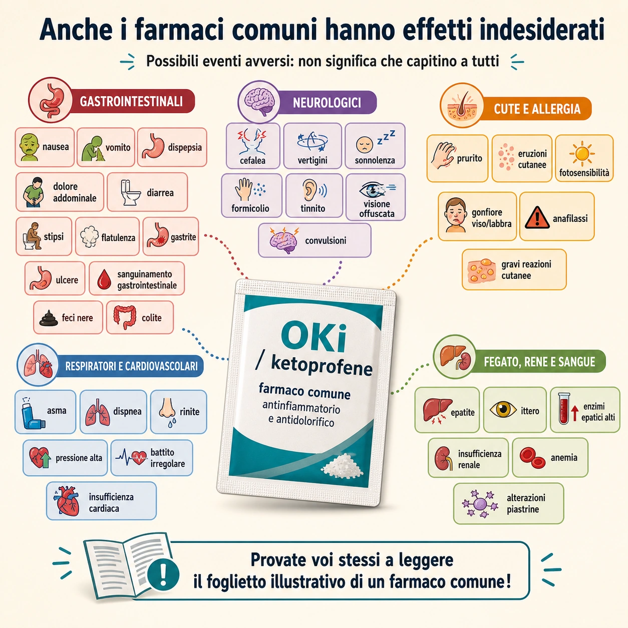 Effetti avversi Oki, ketoprofene