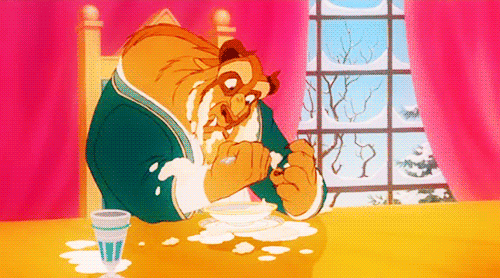 Personaggio animato che mangia una ciotola di porridge