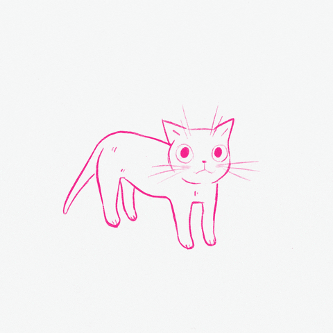 Gatto disegnato che si allunga