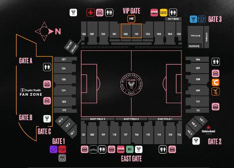 Game Day Seating Map for Chase Stadium