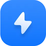 A blue circle with a white arrow on it.