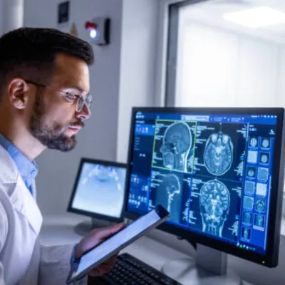 Image analysis using Computer Vision for early disease detection and augmented diagnostic reporting in radiology.