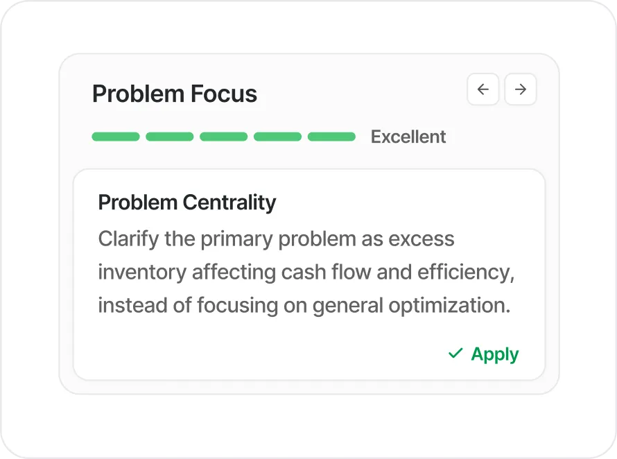 Screenshot of Lowerton’s AI-assisted Business Need identification interface, guiding users through structured documentation and prioritisation.