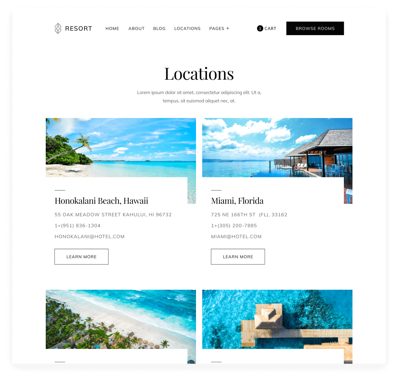 Resort - Location page - Resort and Hotel Webflow Template