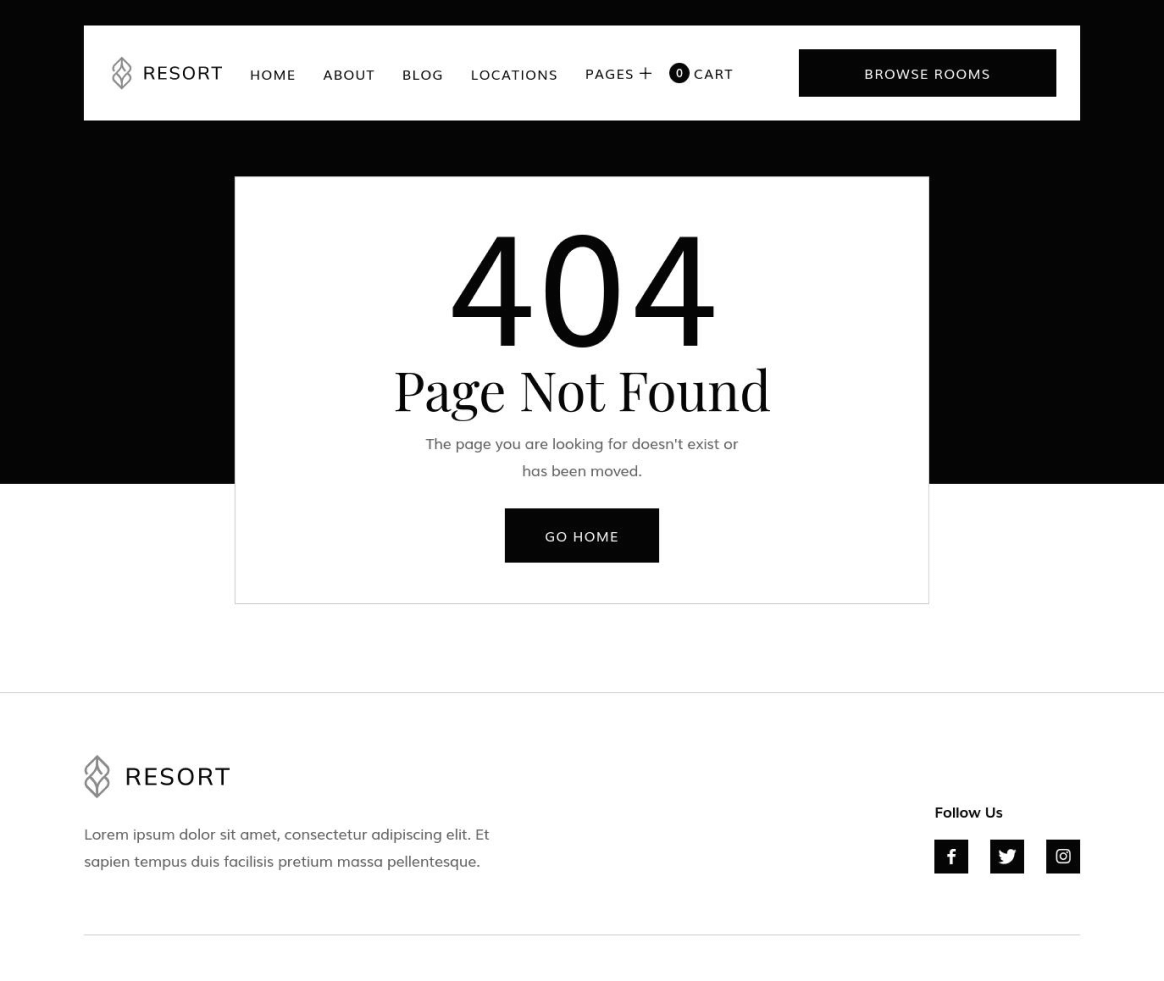 Resort - 404 not found page - Resort and Hotel Webflow Template