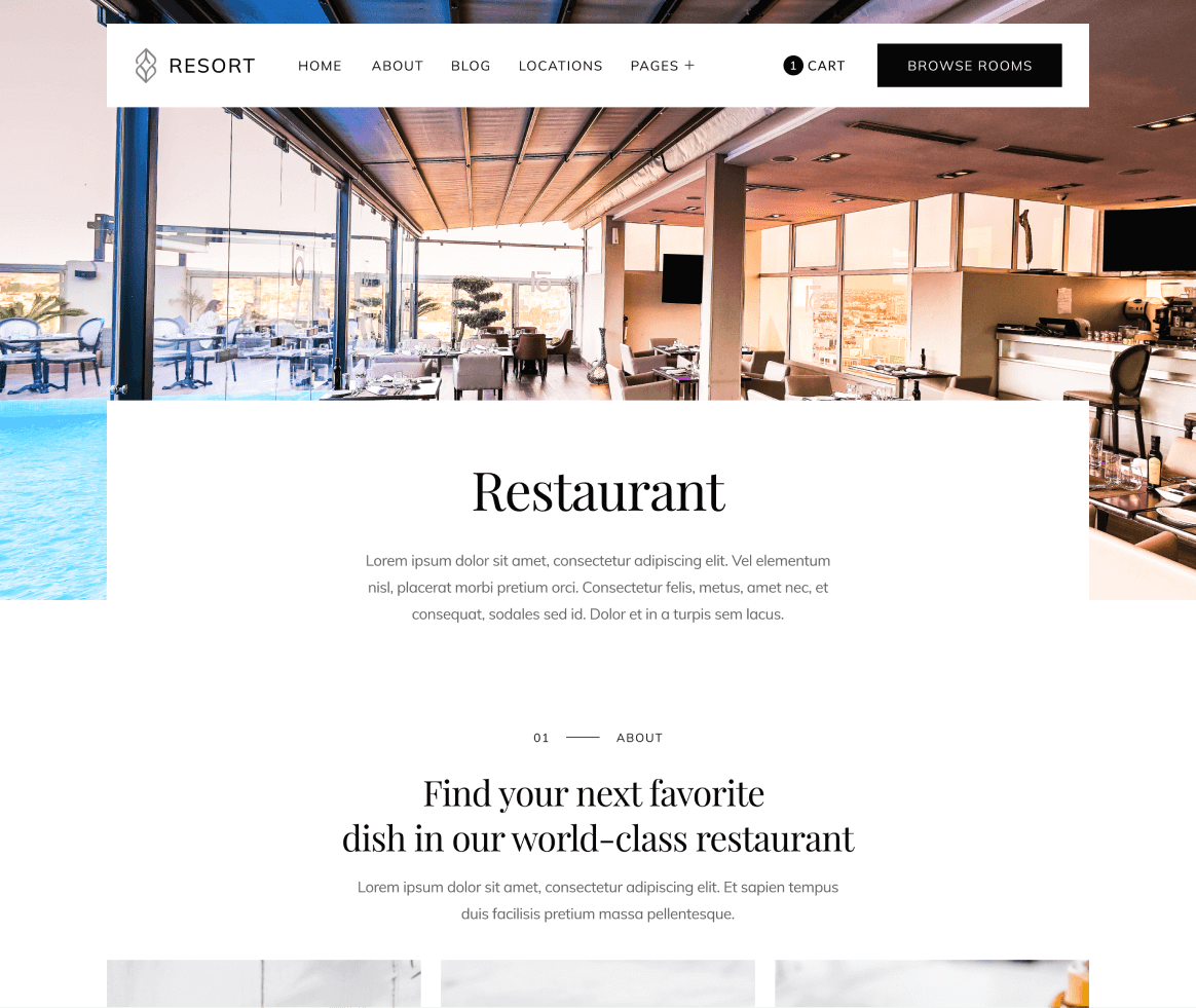 Resort - Restaurant page - Resort and Hotel Webflow Template