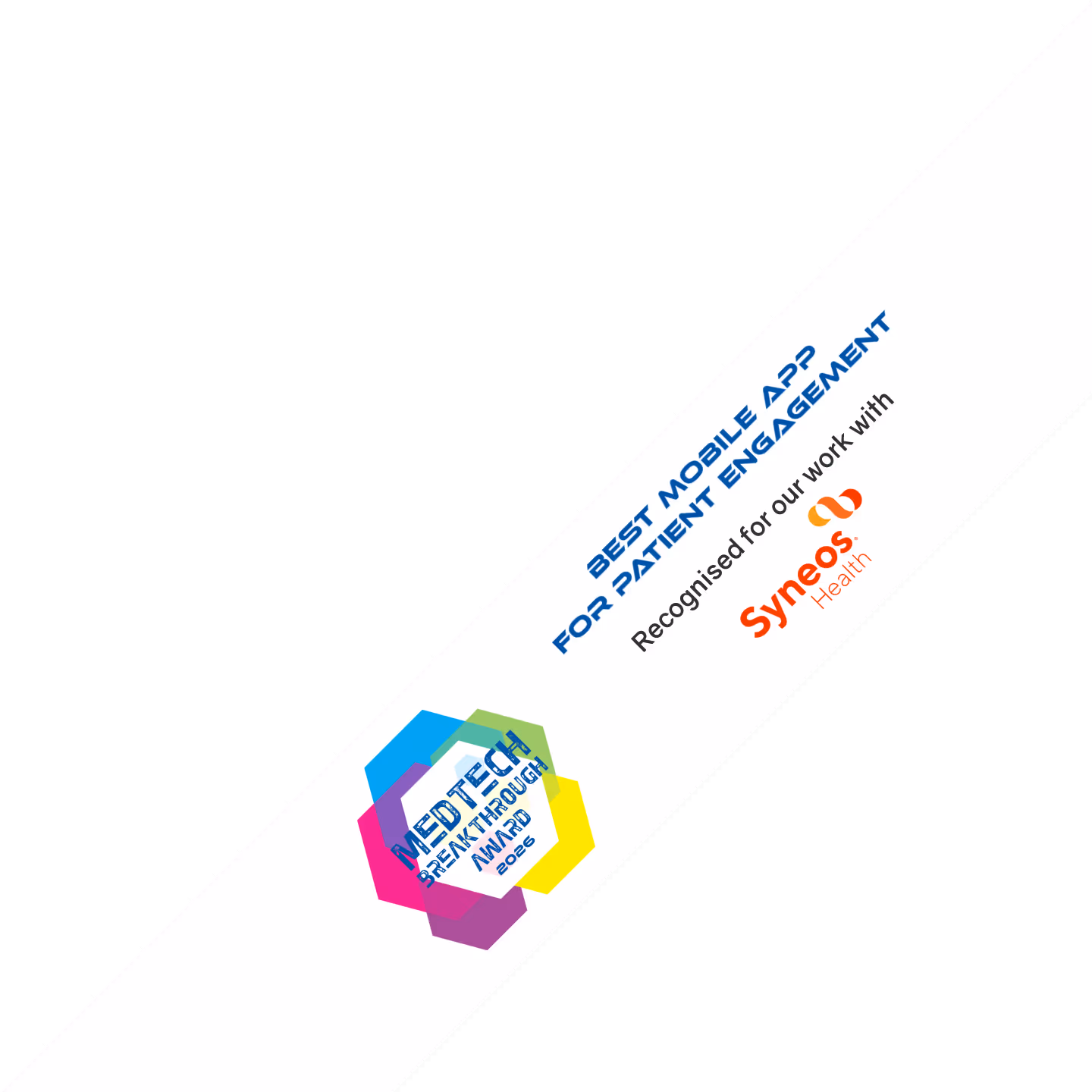 Banner showing MedTech Breakthrough Award 2026 for Best Mobile App for Patient Engagement which was won by PatientGO, owned by Syneos Health. Tappable is recognised for their work with Syneos Health.