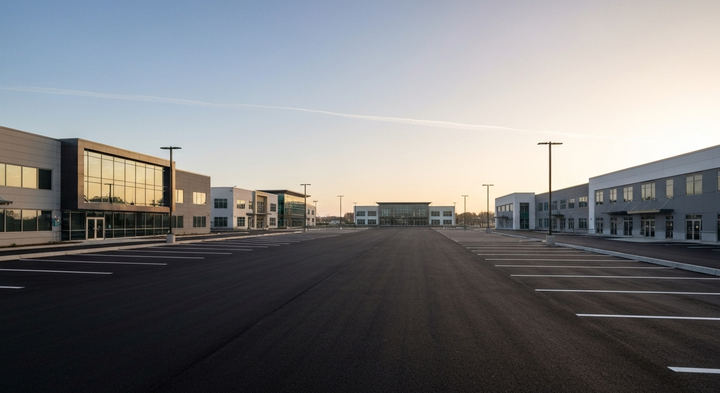 Newly paved commercial lot