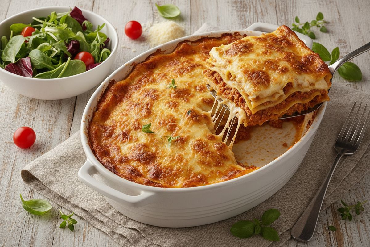 Tonnikalasta valmistettu täyteläinen lasagne, joka on helppo arkiruoka koko perheelle.