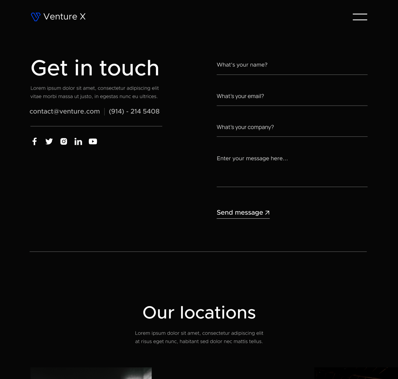 Contact - Venture X Webflow Template