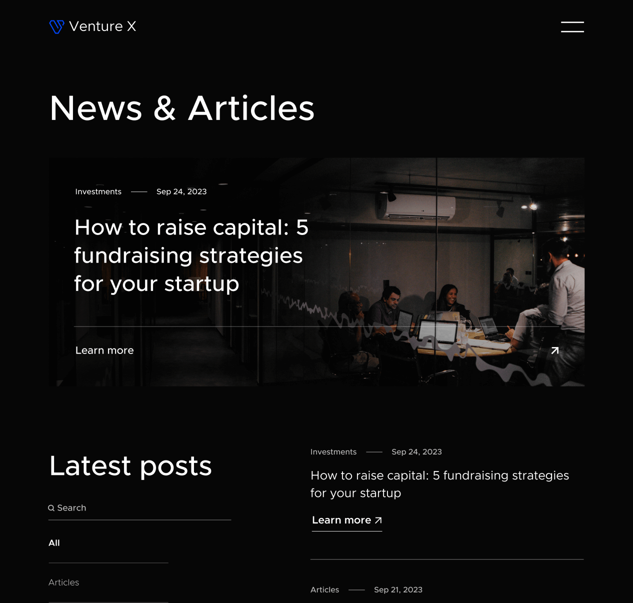 Blog - Venture X Webflow Template