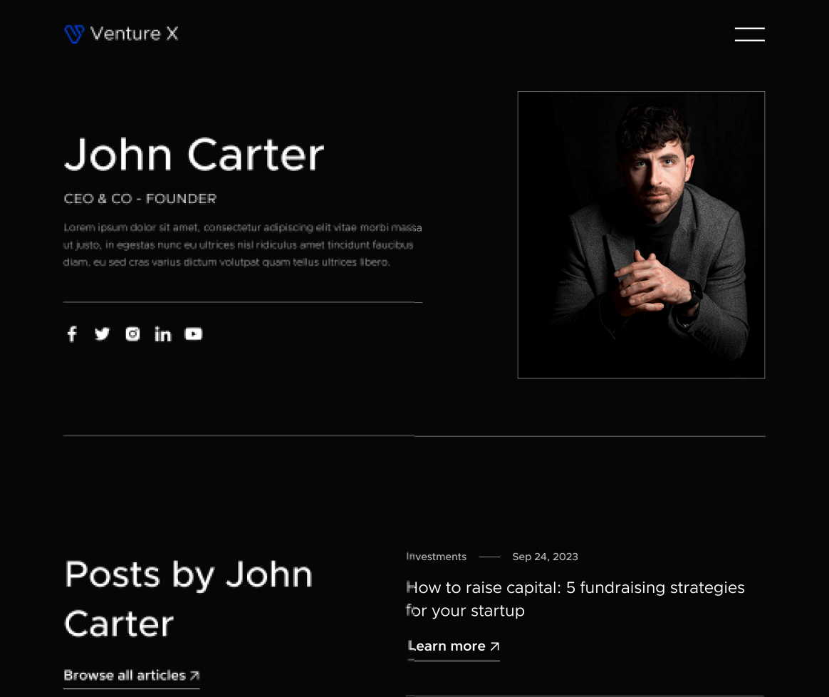 Investor Single - Venture X Webflow Template